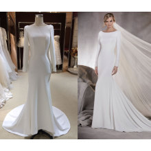 Robe de mariée en mousseline de soie élastique et satinée